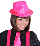 Pailletten Fedora Hut Neon-pink - 4