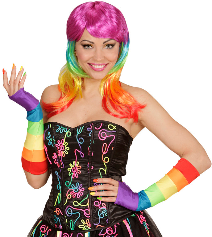 Party Rainbow Satinhandschuhe bunt - 1