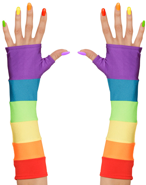 Party Rainbow Satinhandschuhe bunt - 2