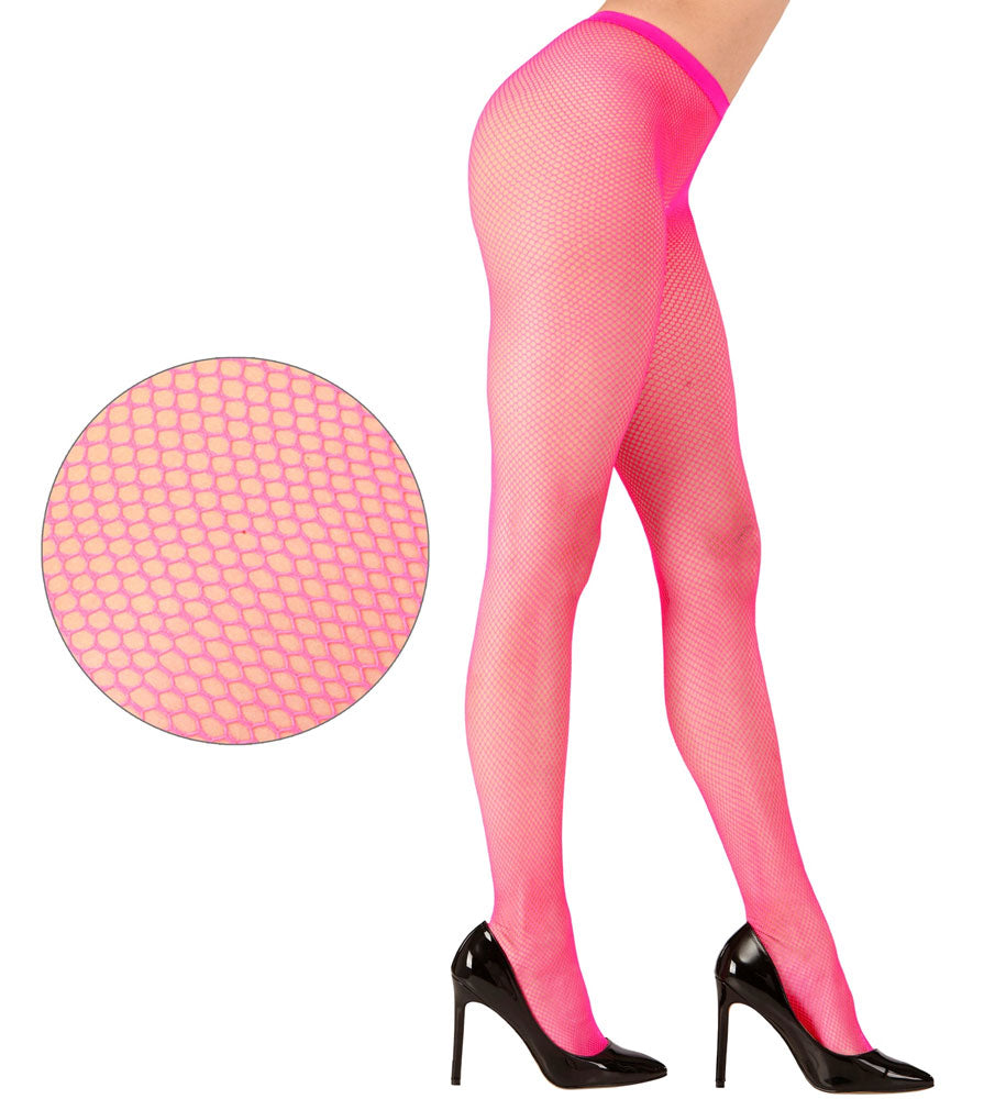 Netzstrumpfhose neon-pink für Damen - 1