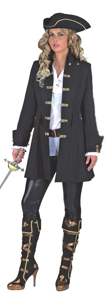 Piratenmantel Mary Read Damen Schwarz 1