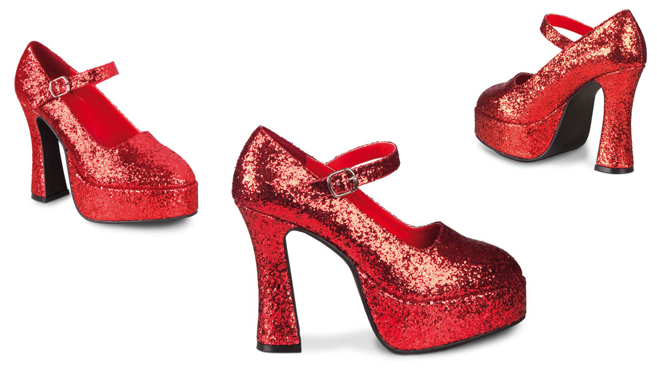 Disco Glitter Plateau Pumps rot - 1