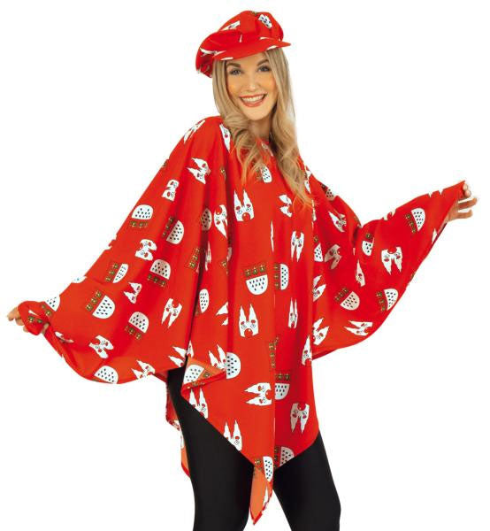 Köln Poncho für Damen rot - 2