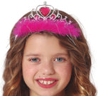 Prinzessin Tiara mit Federn silber-pink 1