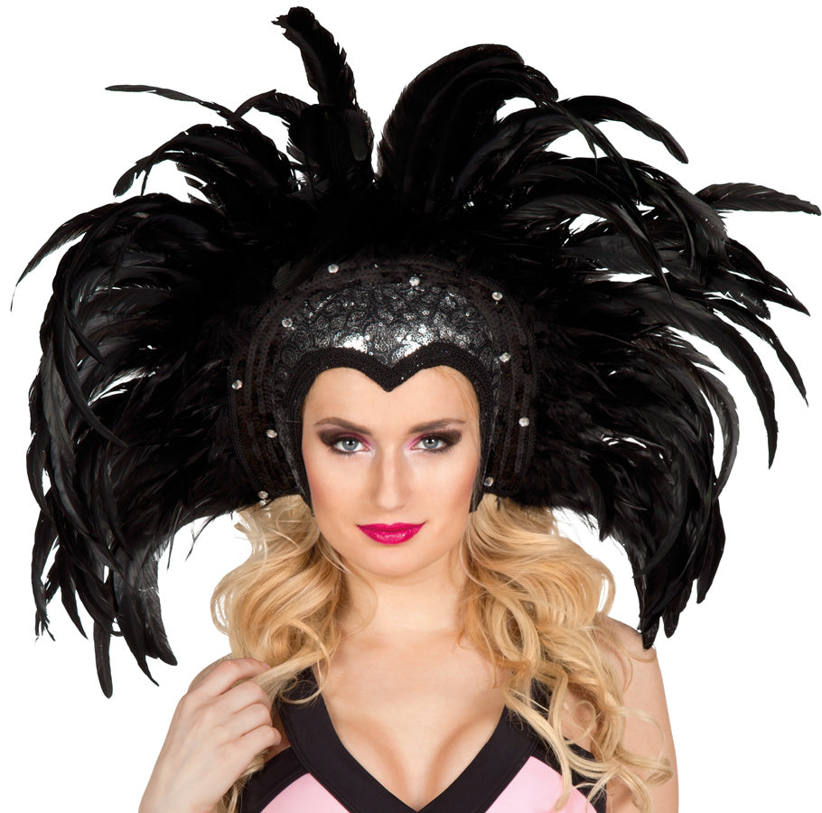 Showgirl Elona Kopfschmuck schwarz-silber - 1