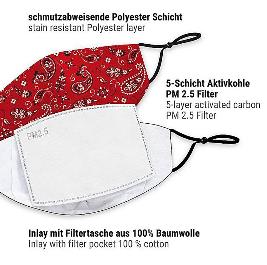 Mund-Nasen-Maske Bandana rot - 4