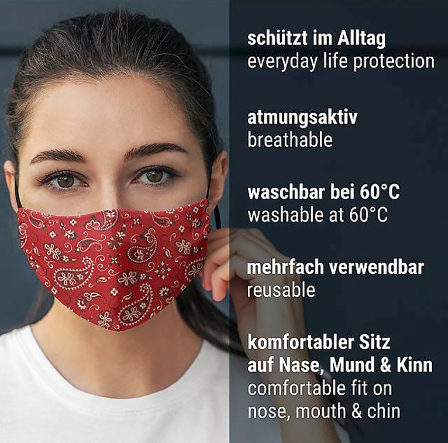 Mund-Nasen-Maske Bandana rot - 5