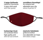 Mund-Nasen-Maske bordeaux-rot - 4