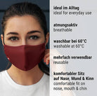 Mund-Nasen-Maske bordeaux-rot - 7