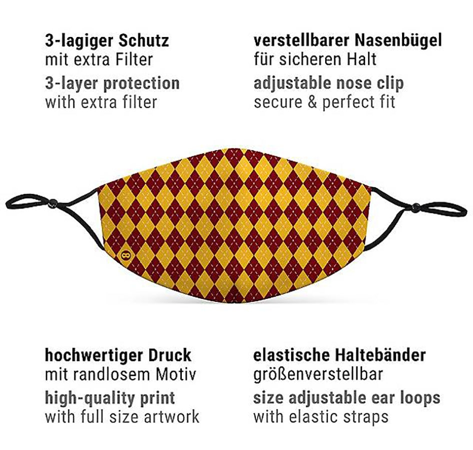 Mund-Nasen-Maske Zauberschule rot - 3