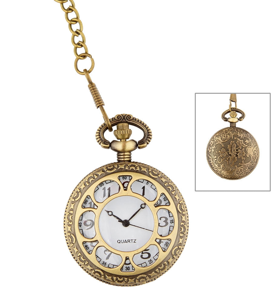 Taschenuhr an Kette mechanisch gold - 1